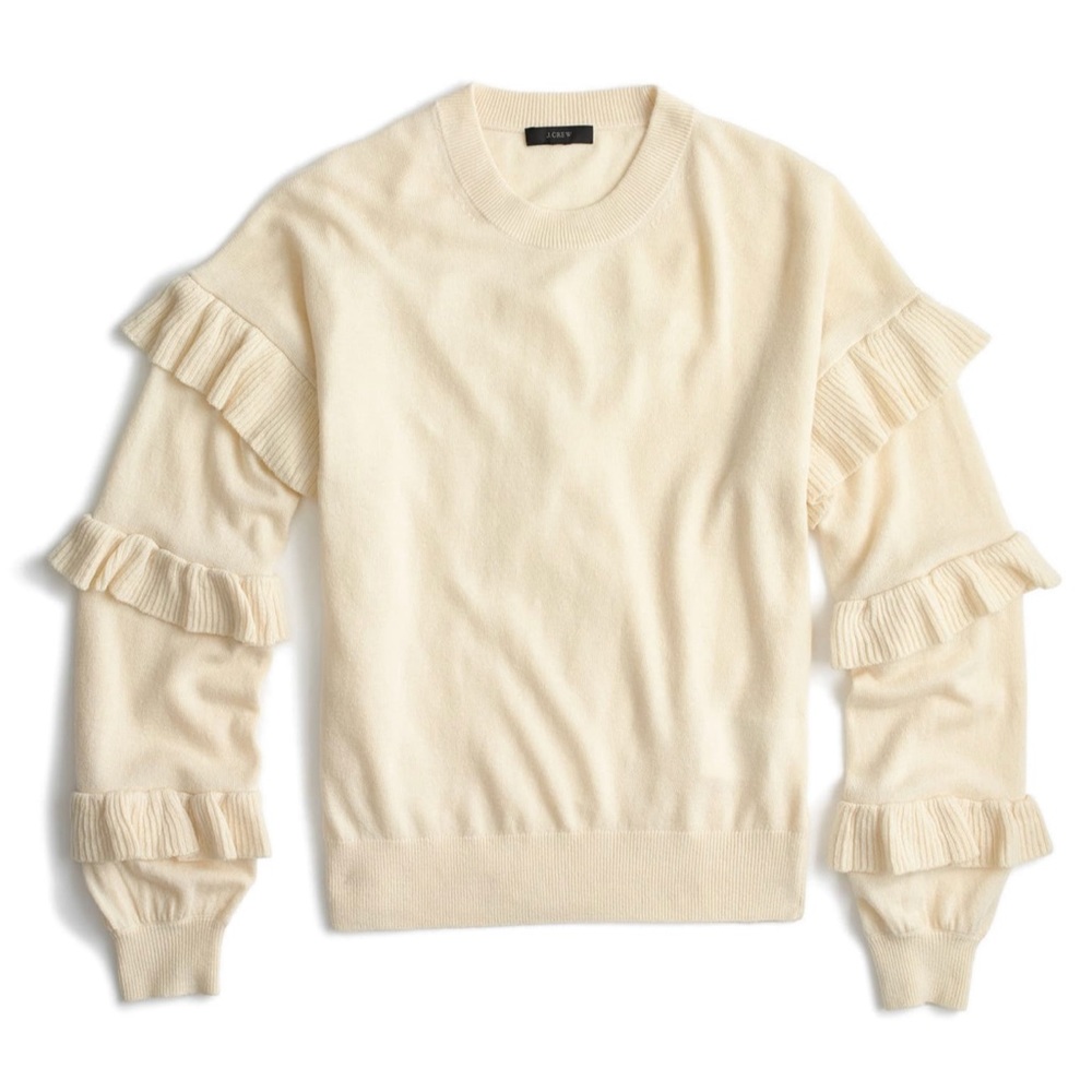 JCrew ruffle sleeve sweater ivory medium